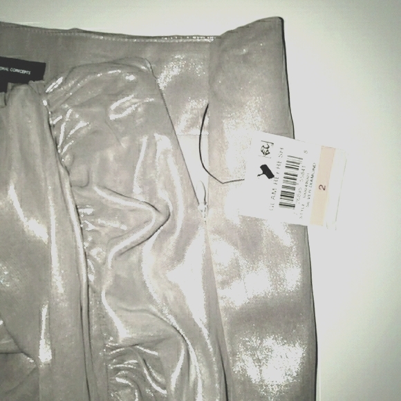 Silver Satin Metallic Mini Skirt - Picture 6 of 6